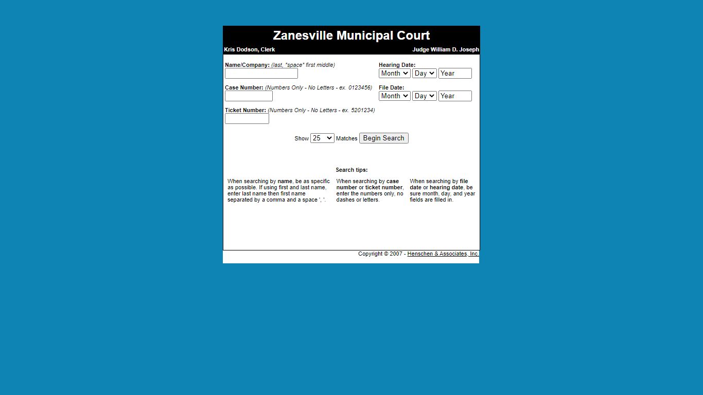 Zanesville Municipal Court - Record Search