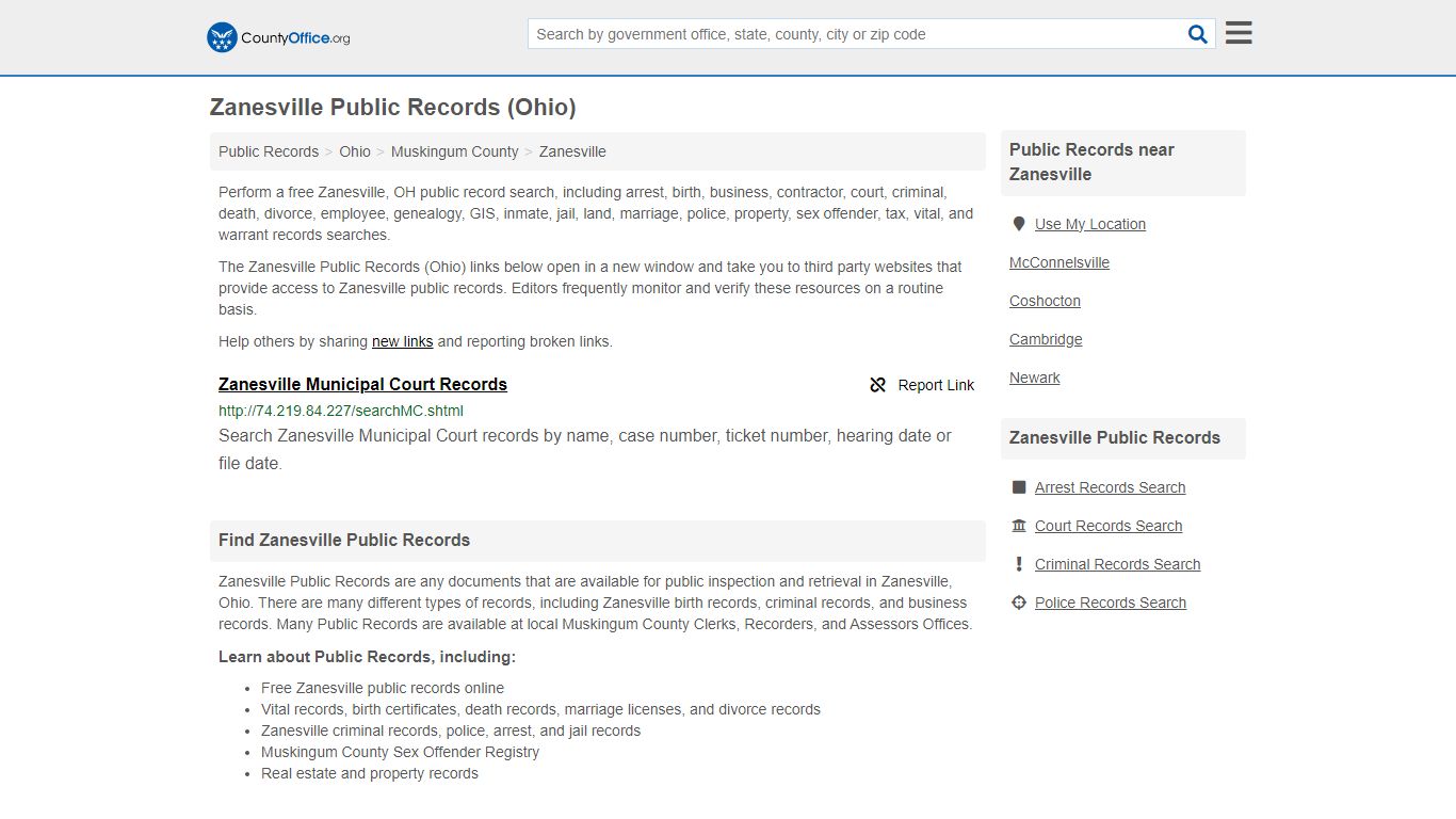 Public Records - Zanesville, OH (Business, Criminal, GIS, Property ...